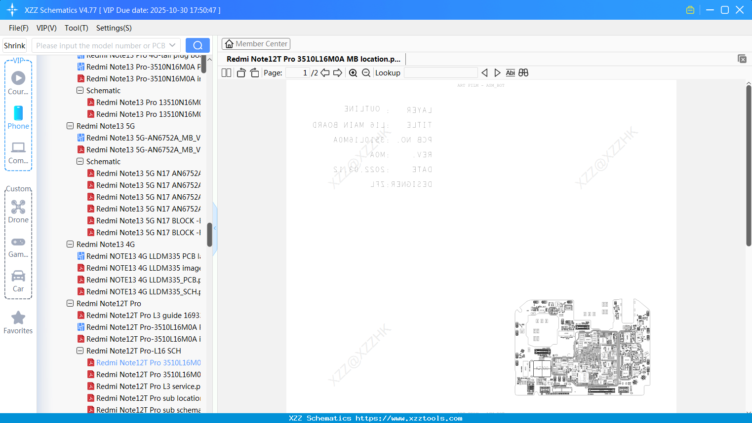 Xiaomi Redmi Note12T Pro 3510L16M0A MB Location